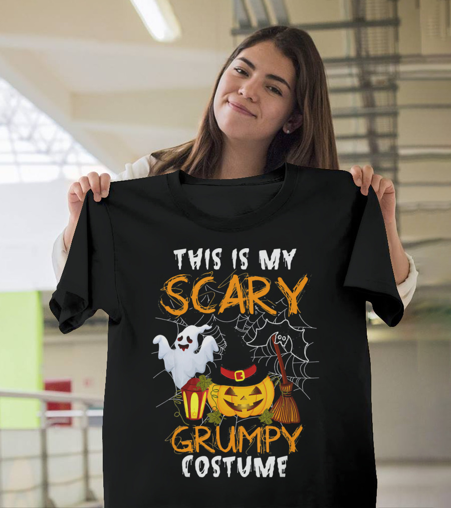 This Is My Scary Grumpy Costume Ghost Pumpkin Broom Lantern Halloween T-Shirt