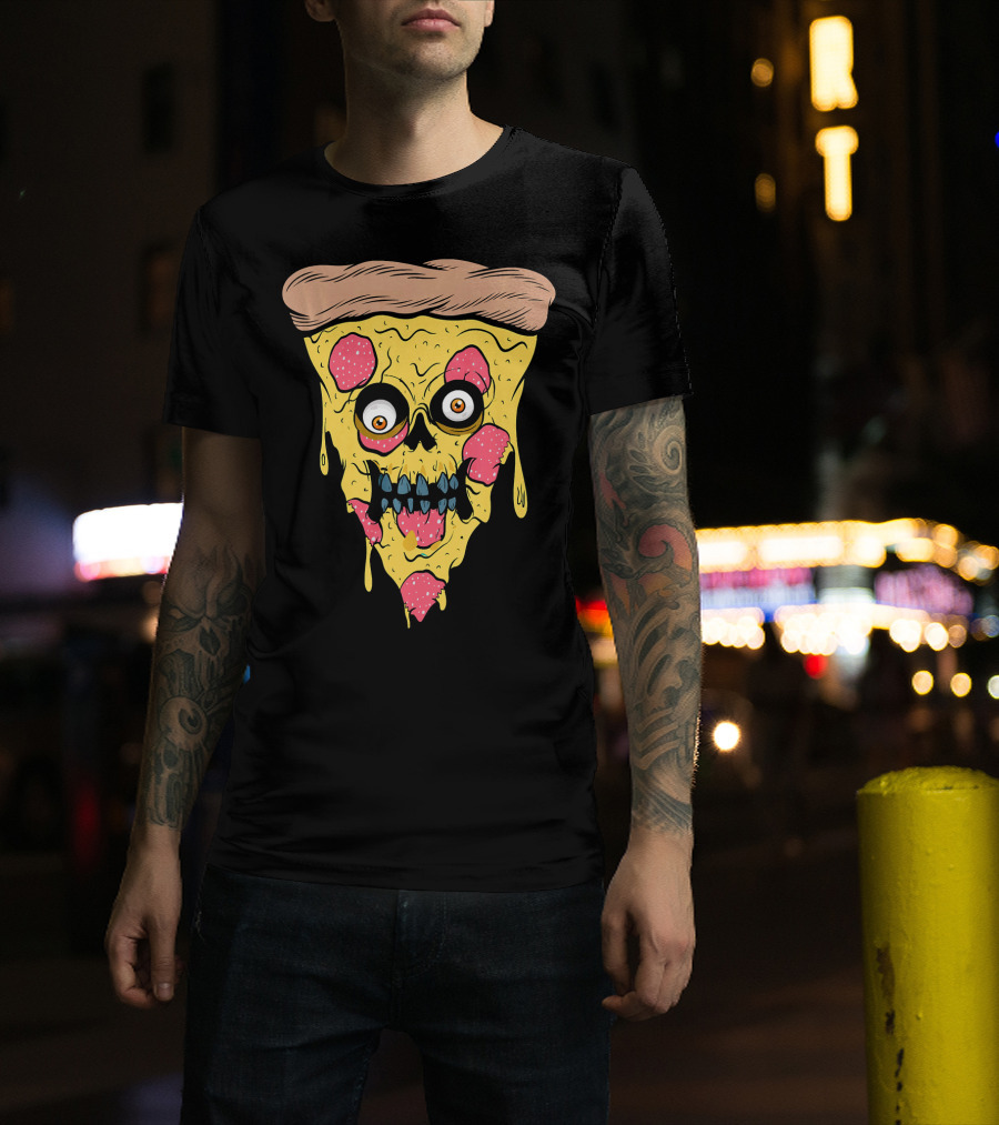 Pizza Zombie Halloween Costume Spooky Slice T-Shirt