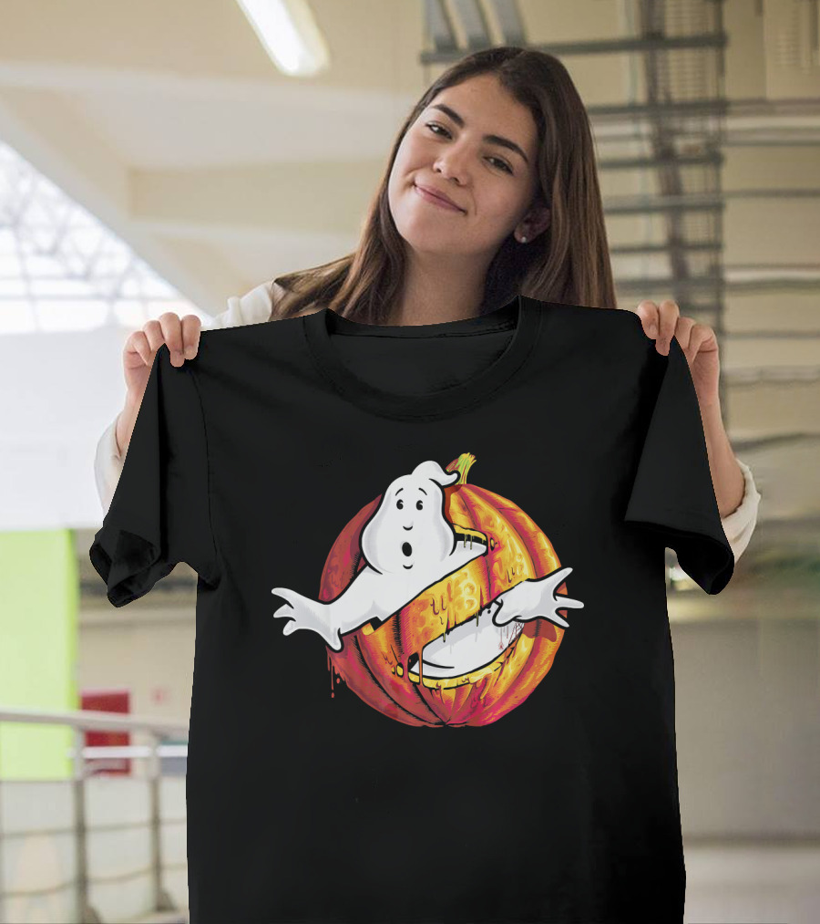 Ghostbusters Classic Logo Halloween Pumpkin Mashup T-Shirt
