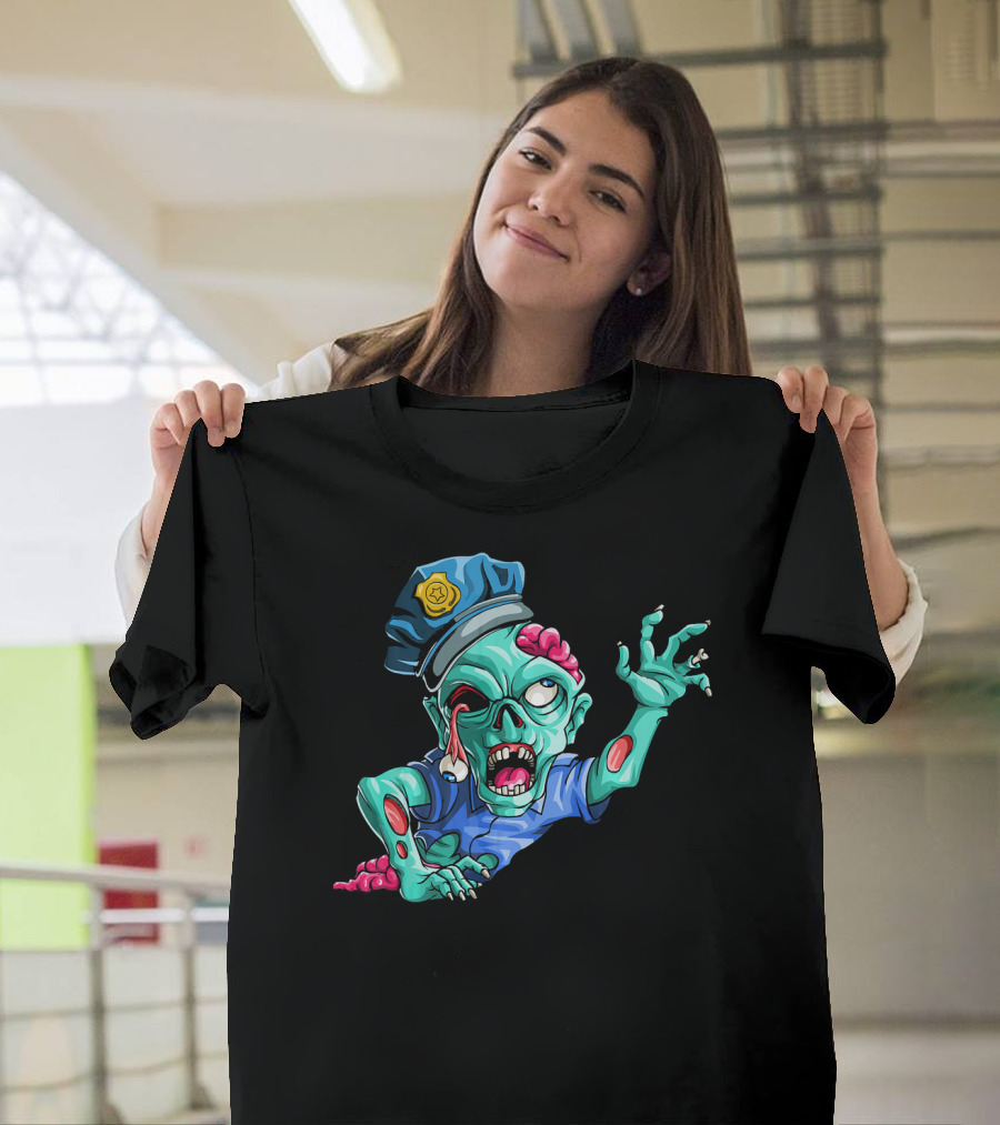 Zombie Police Funny Halloween Horror Scary Undead Officer T-Shirt