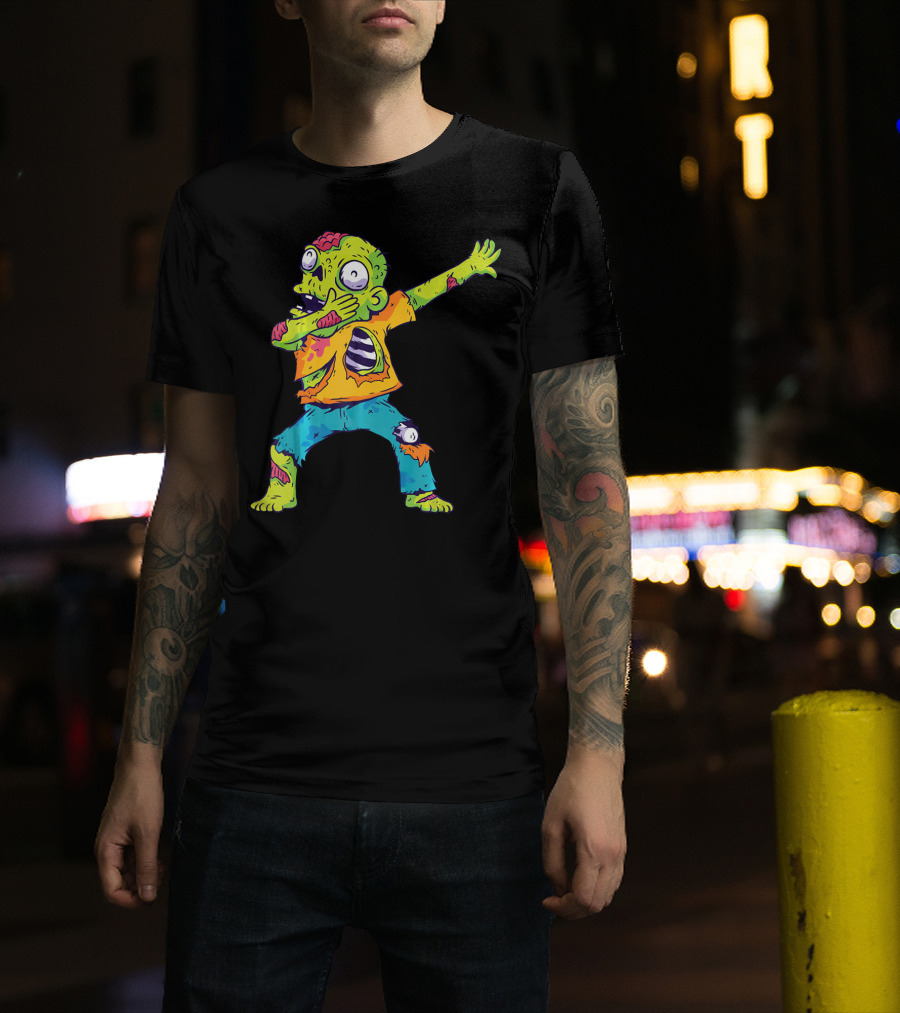Dabbing Zombie Funny Halloween Zombi Cute Cartoon T-Shirt