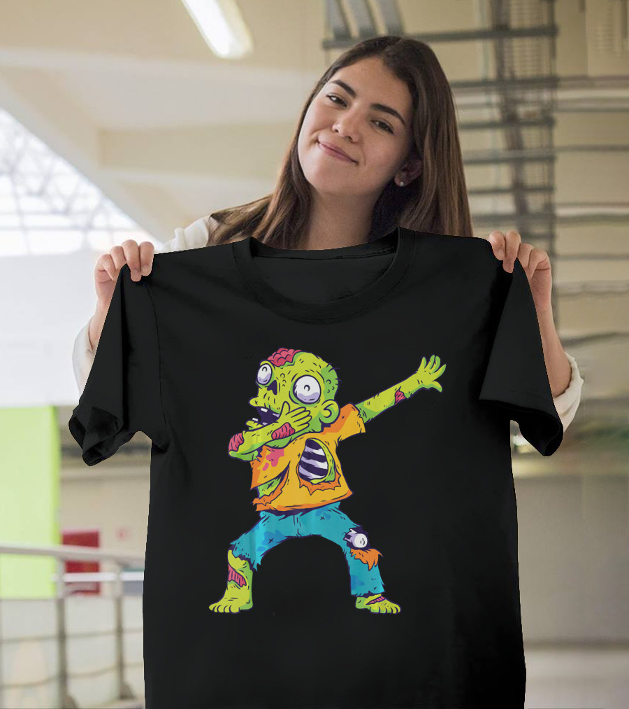 Dabbing Zombie Funny Halloween Zombi Cute Cartoon T-Shirt