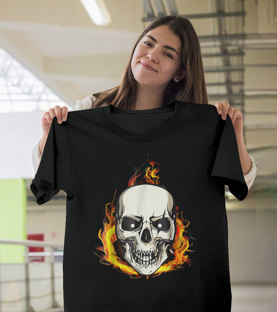 FLAMING SKULL INFERNO SKULL T-Shirt