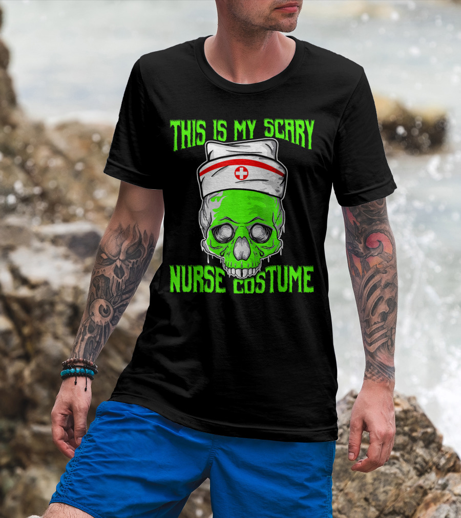 This Is My Scary Green Skeleton Nurse Costume T-Shirt