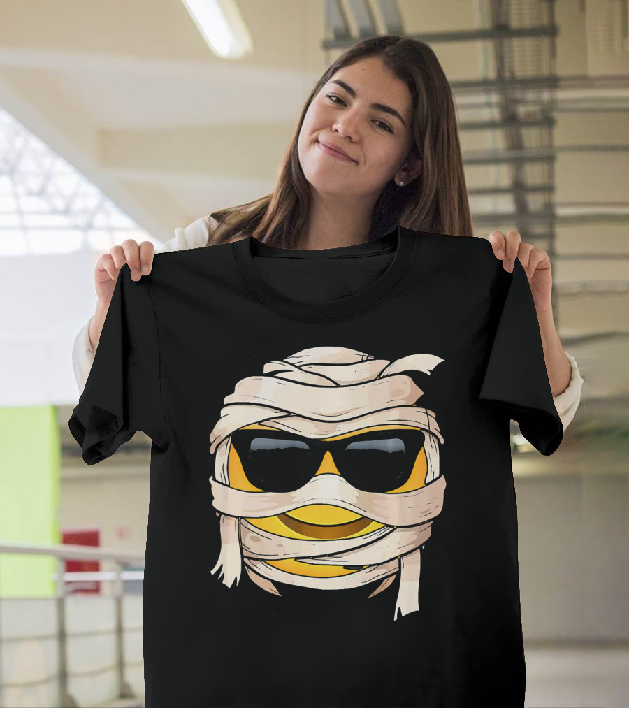 Smiling Face with Sunglasses Emoji Wink Wrapped in Bandages T-Shirt