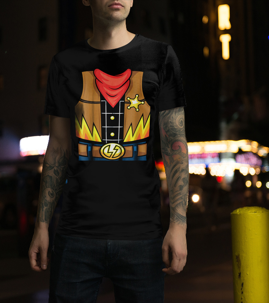 Kids Cowboy Lightning Sheriff Badge Vest T-Shirt