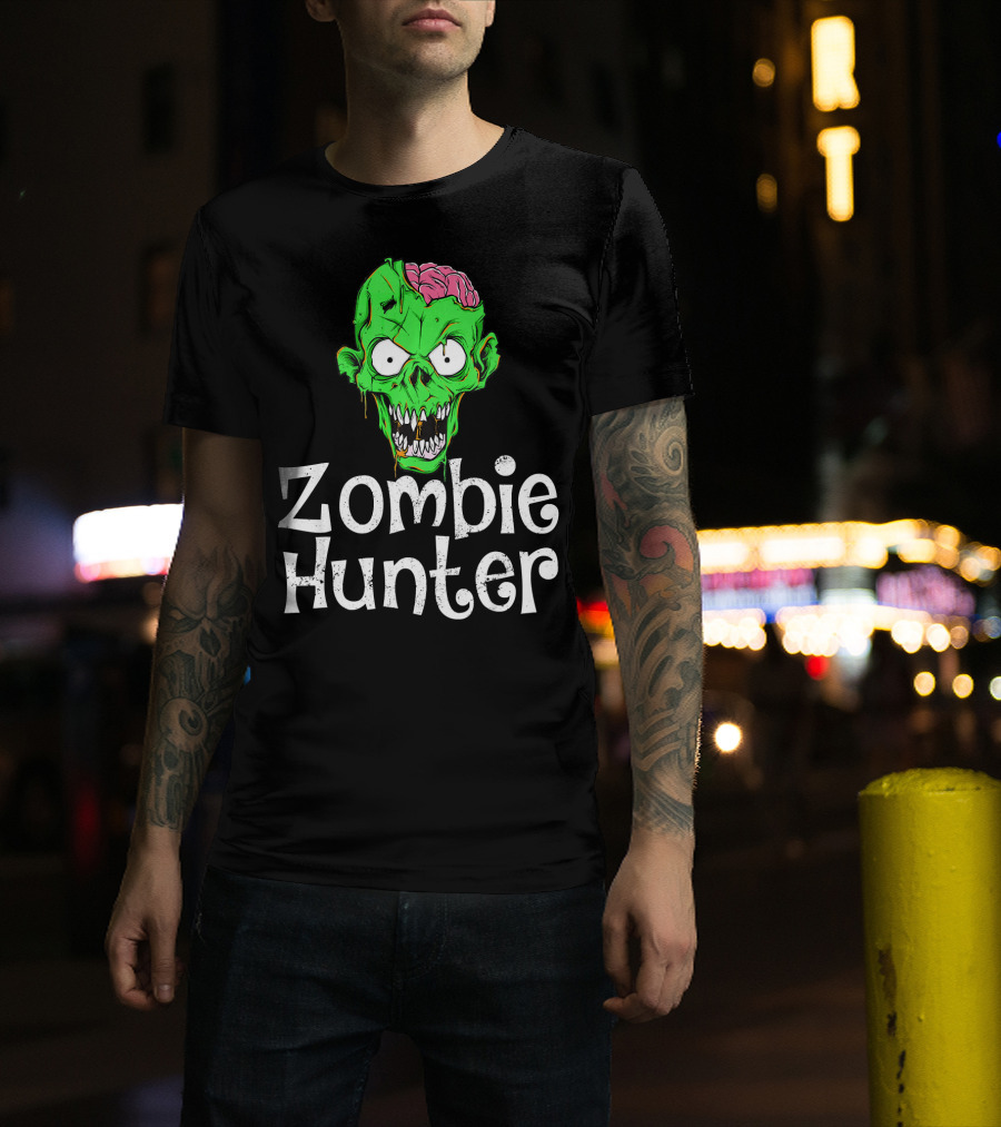 Zombie Hunter Halloween Zombie Head T-Shirt