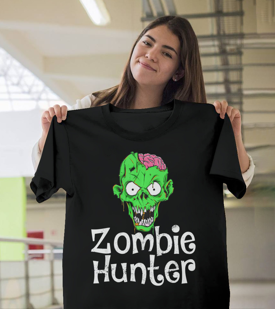 Zombie Hunter Halloween Zombie Head T-Shirt