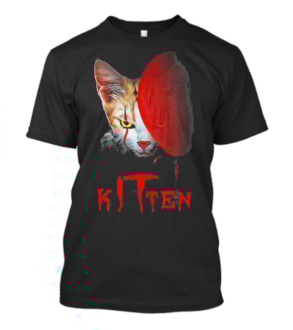 Kitten Cat Halloween Clown Red Balloon Horror T-Shirt