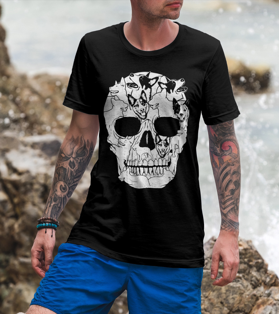 Australian Cattle Dog Skull Halloween Co Canine T-Shirt