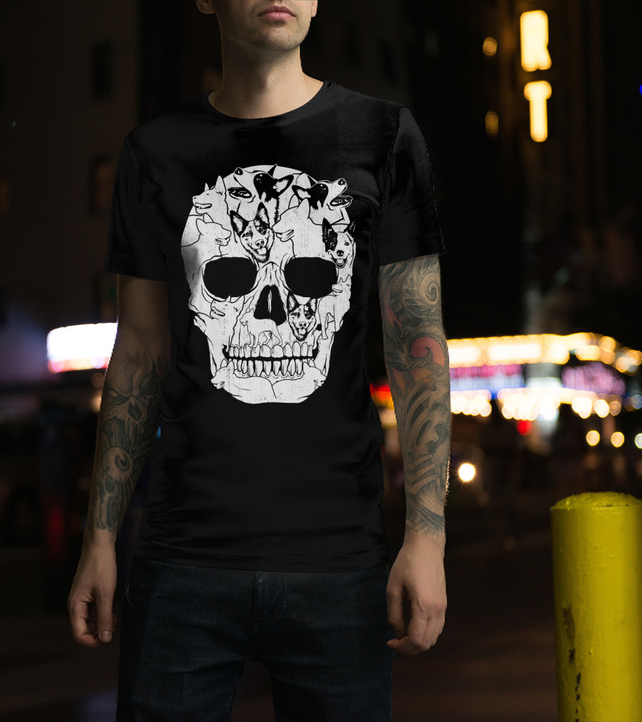 Australian Cattle Dog Skull Halloween Co Canine T-Shirt