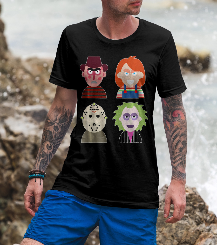 Freddy Krueger Chucky Jason Voorhees Beetlejuice Horror Movie Icons T-Shirt