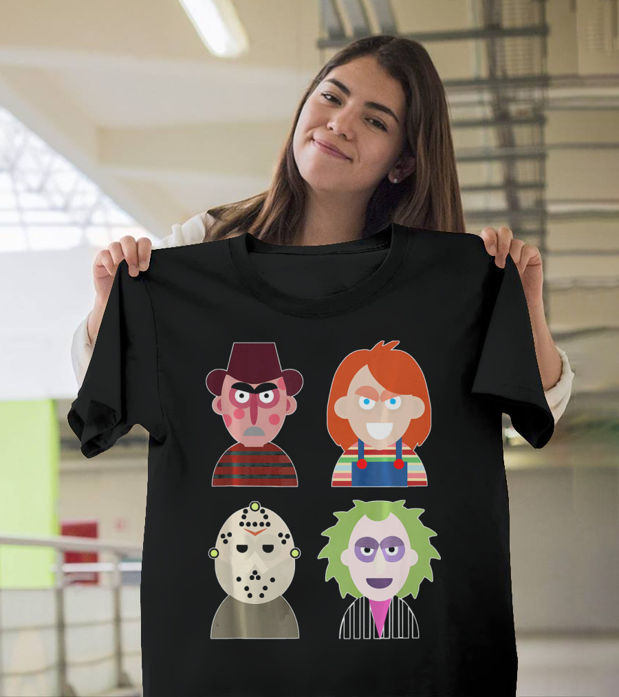 Freddy Krueger Chucky Jason Voorhees Beetlejuice Horror Movie Icons T-Shirt