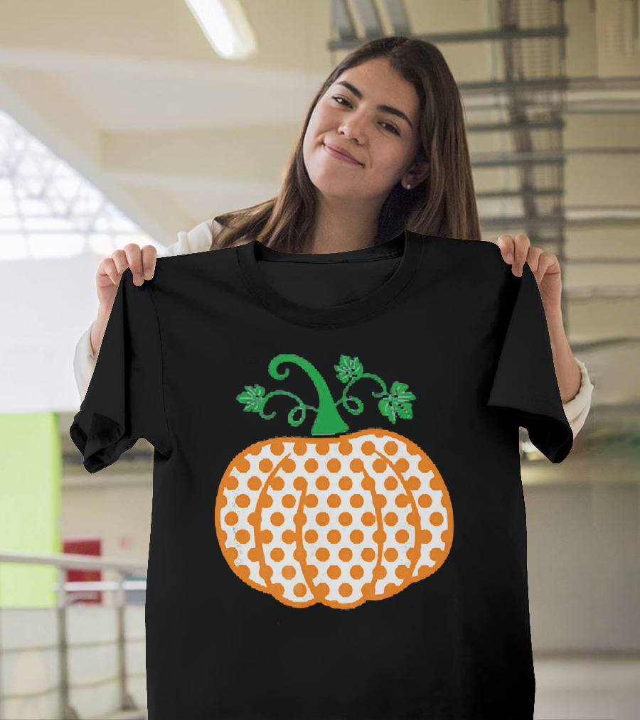 Pumpkin Polka Dot Pattern Autumn Decor T-Shirt