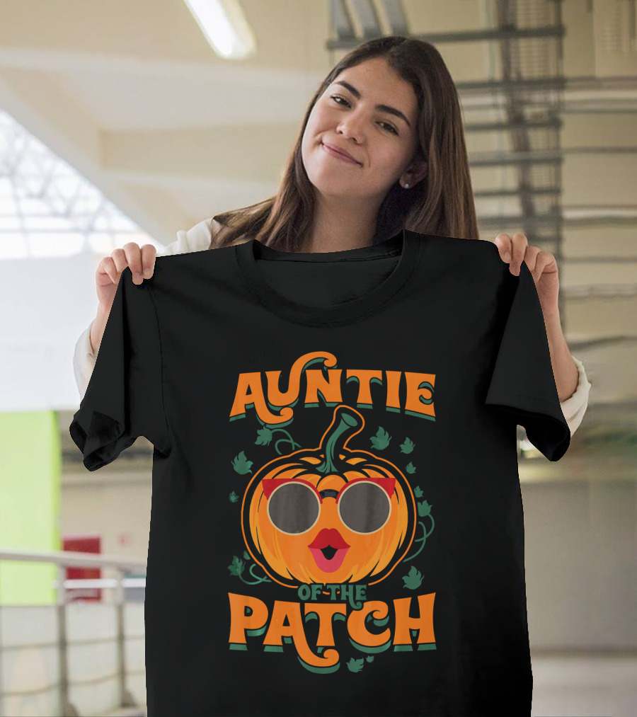 Auntie of the Patch Sunglasses Pumpkin Face T-Shirt
