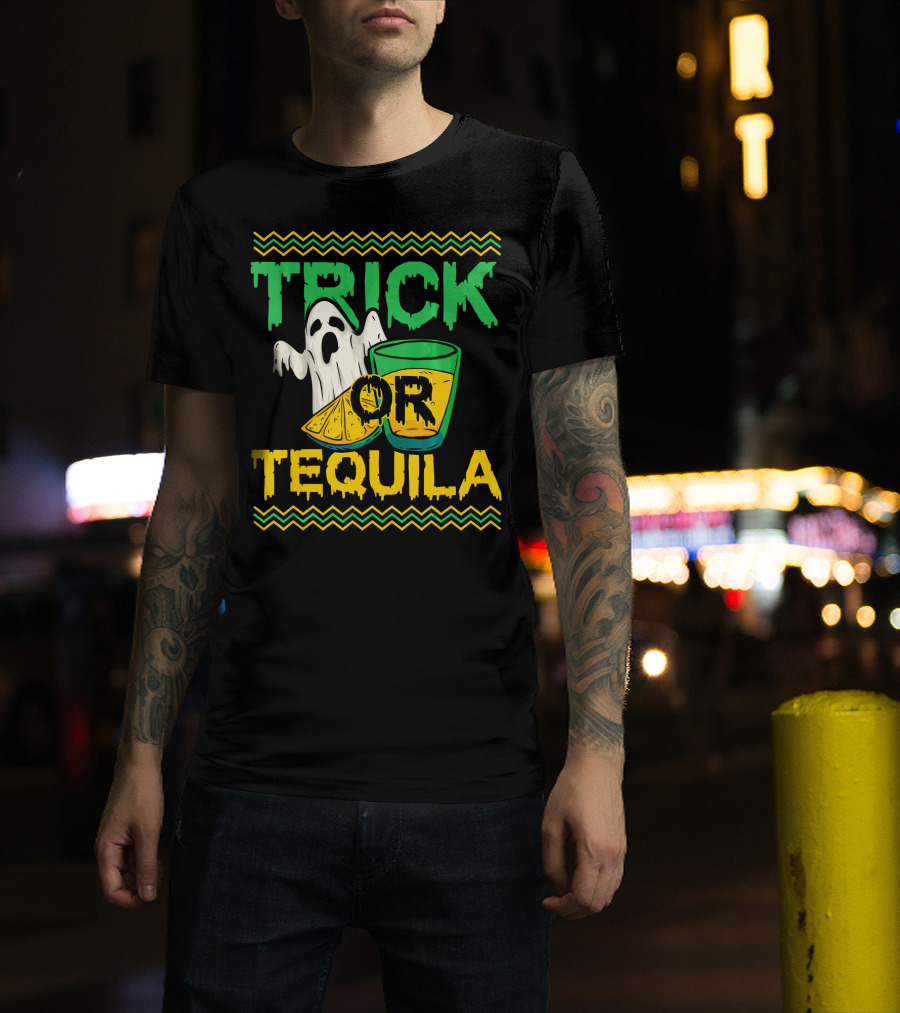 Trick Or Tequila Ghost Lemon Shot Halloween T-Shirt