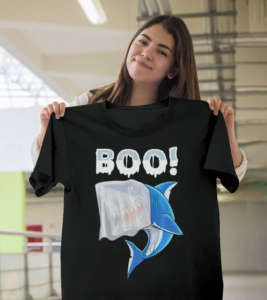 Boo Shark Ghost Halloween Trick Boo T-Shirt