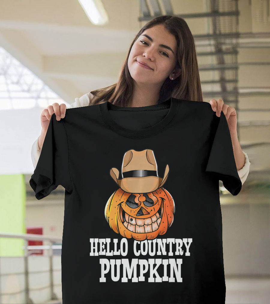 Hello Country Pumpkin Cowboy Jack-O'-Lantern T-Shirt