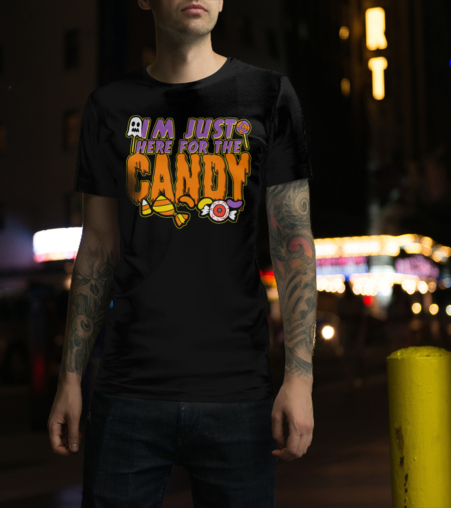 I'm Just Here For The Candy Halloween Costume Dress Kids Adults T-Shirt