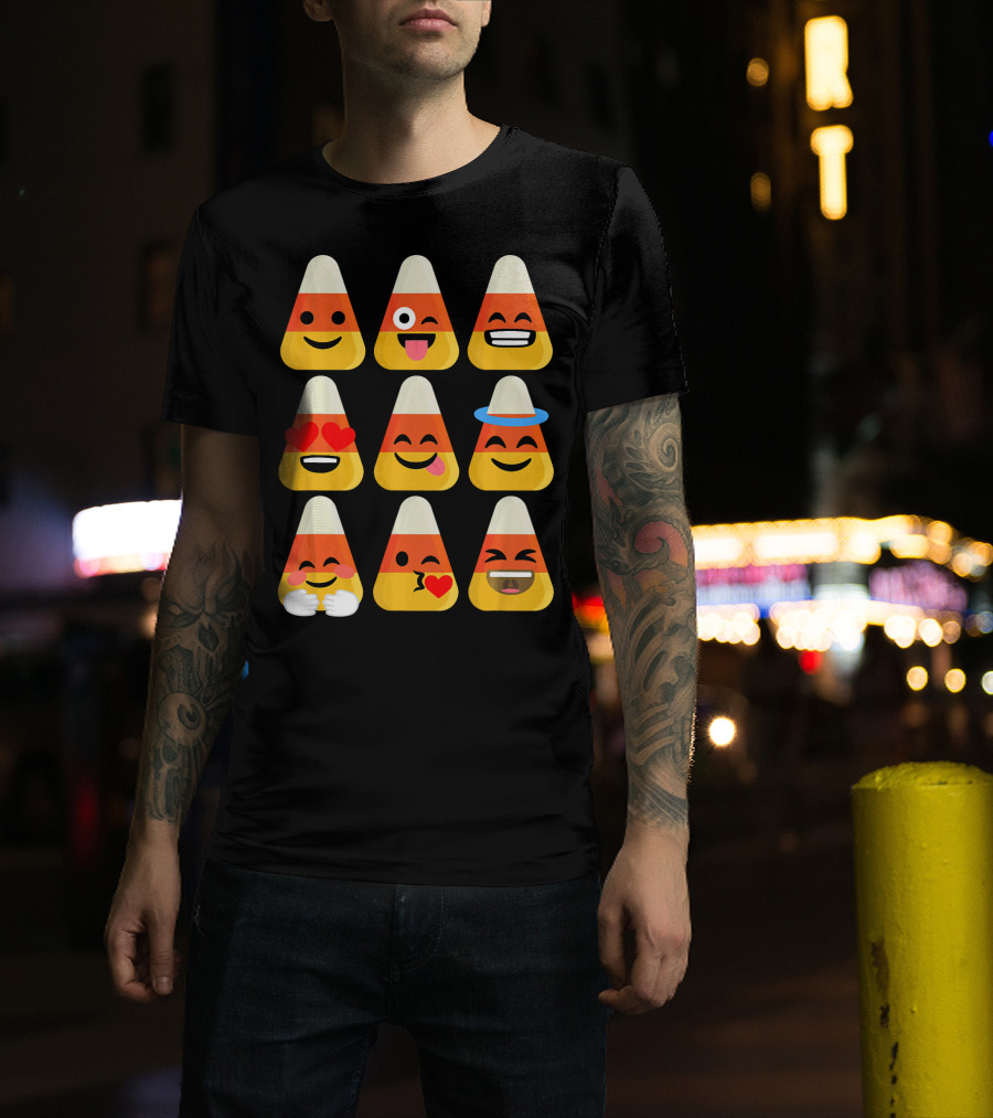 Candy Corn Emoji Faces Kawaii Expressions T-Shirt