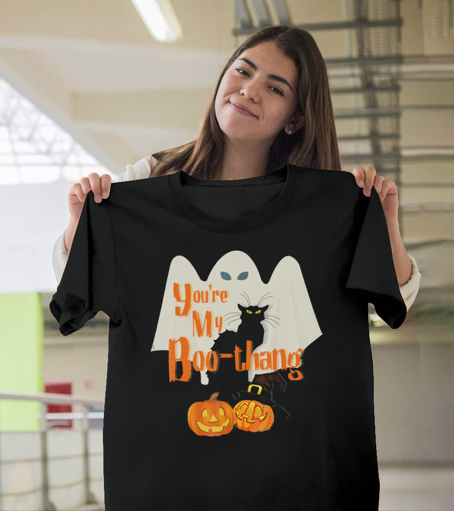 You're My Boo-Thang Halloween Ghost Black Cat Pumpkins T-Shirt