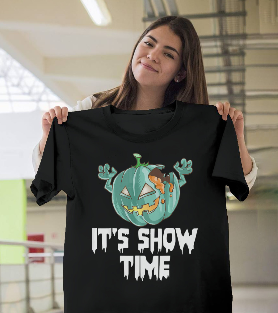 Zombie Pumpkin It's Show Time Halloween Fun T-Shirt