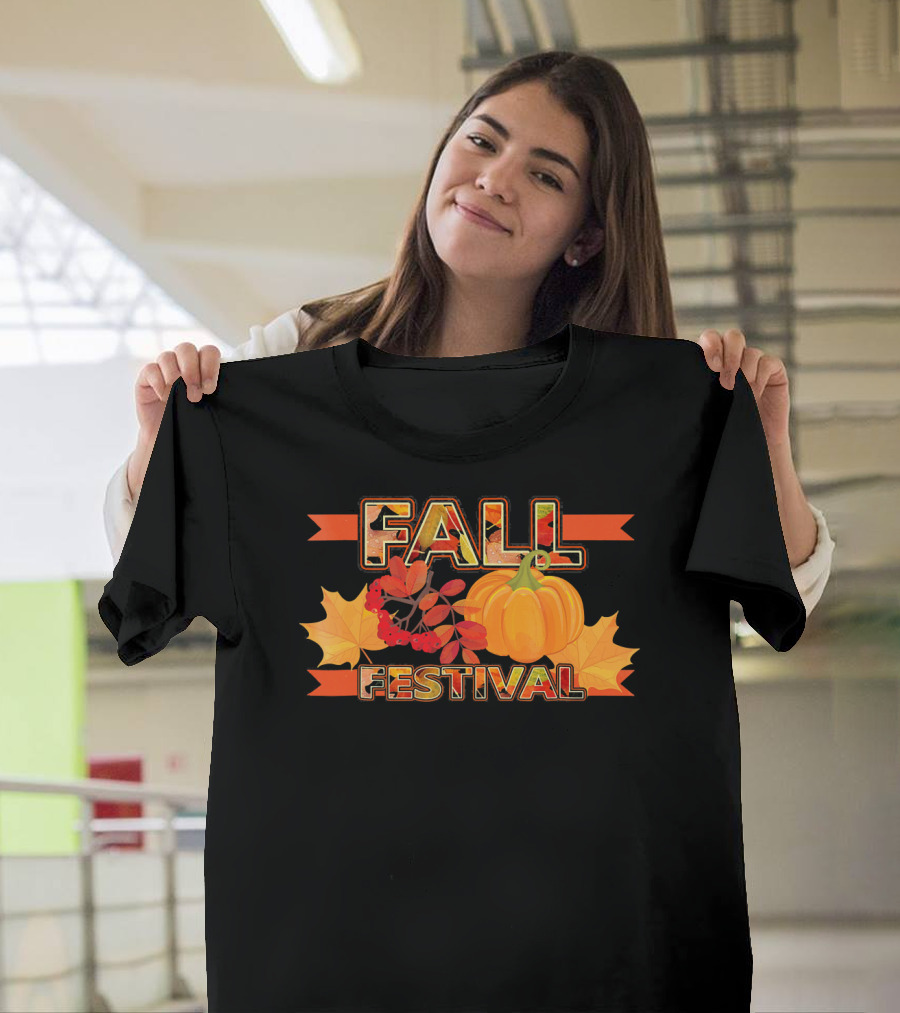 Fall Festival Autumn Leaves Pumpkin T-Shirt