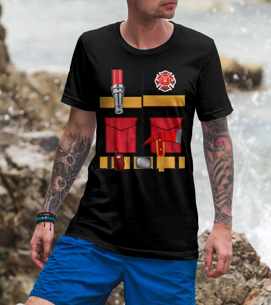 Firefighter Tools Axe Hose Crest Radio Uniform T-Shirt
