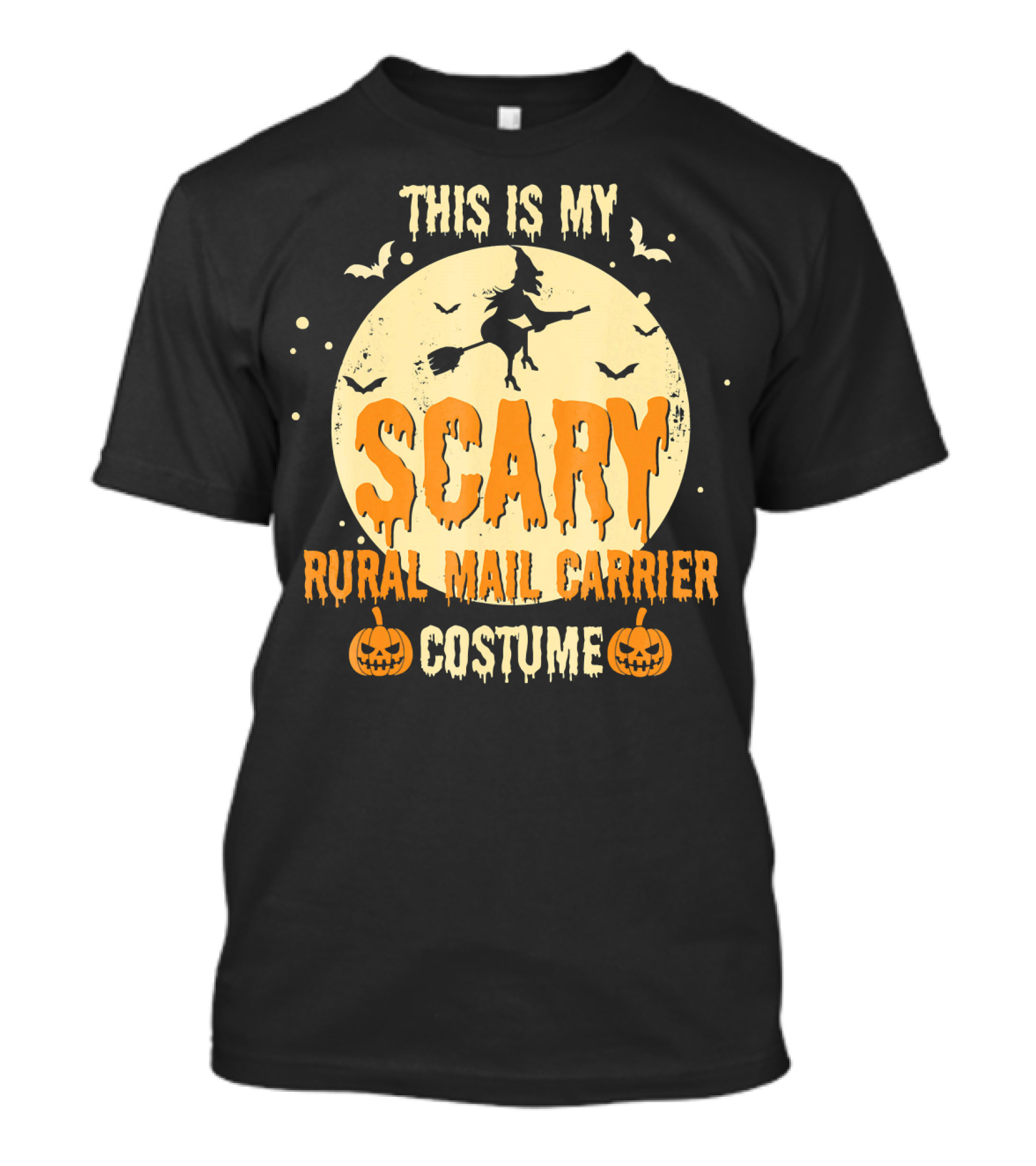 This Is My Scary Rural Mail Carrier Costume Witch Moon Bats Pumpkins T-Shirt