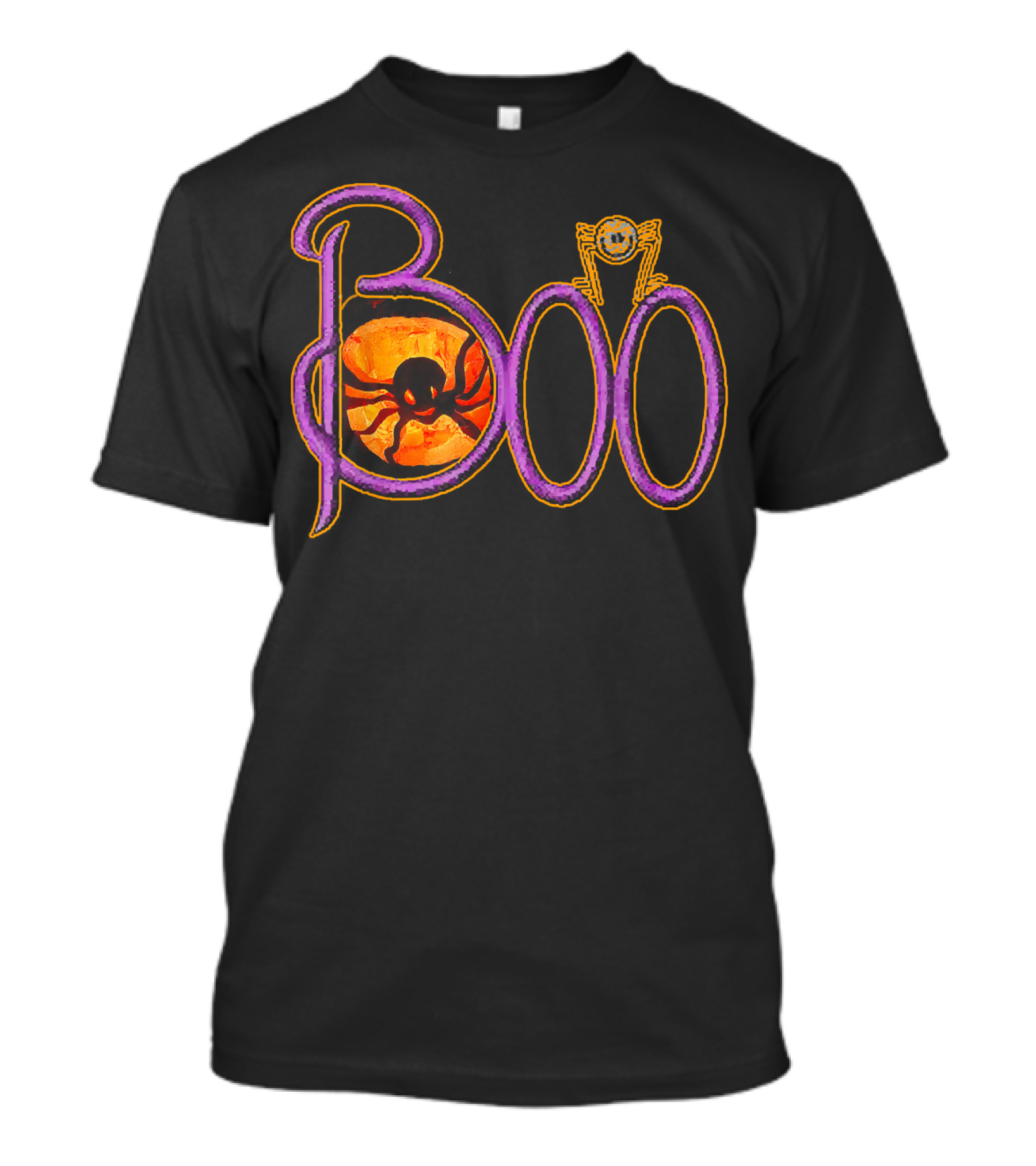 Purple Spider Halloween Boo Pumpkin Jack O Lantern Cut T-Shirt