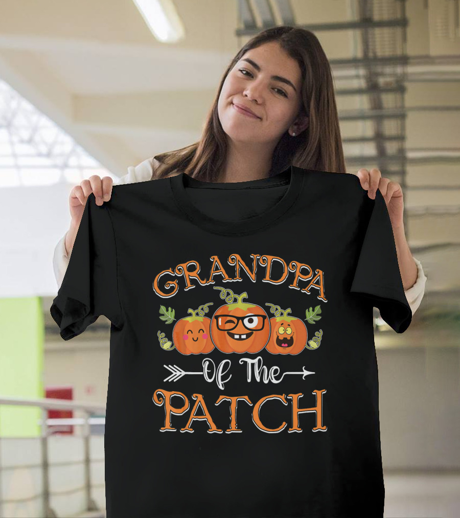 Grandpa of The Patch Cute Pumpkin Family Faces T-Shirt