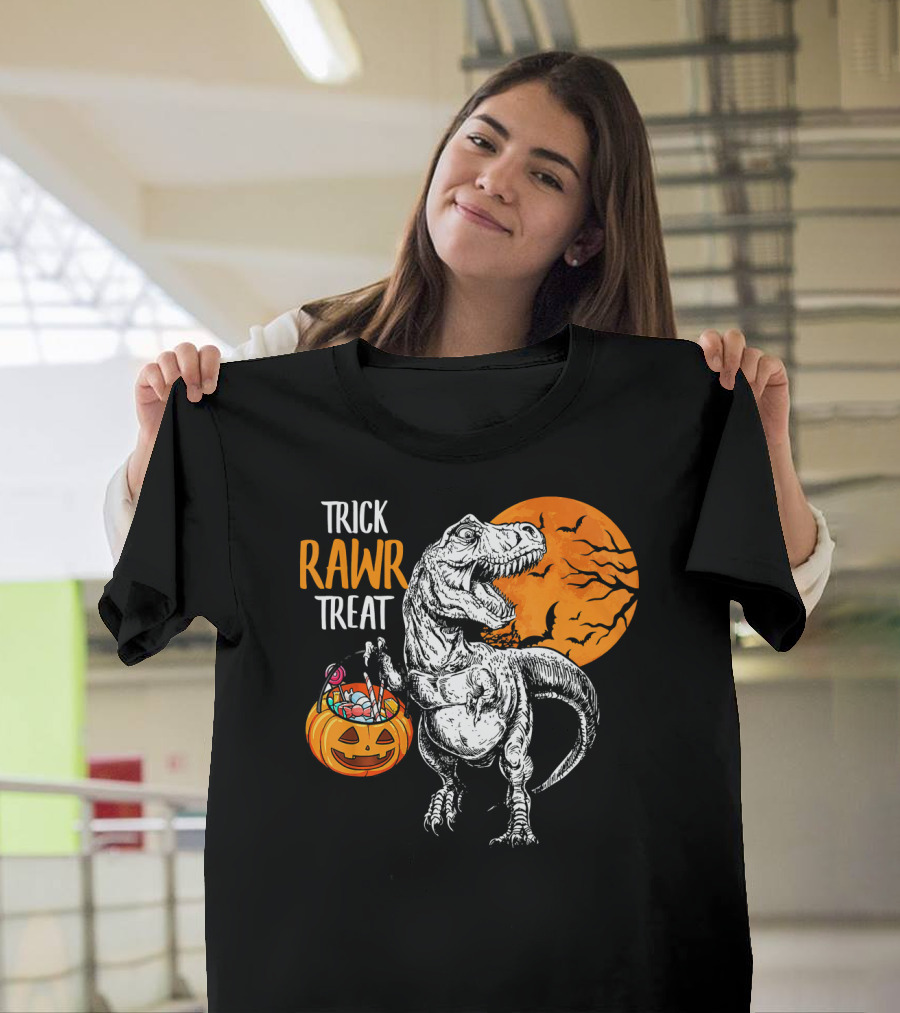 Trick Rawr Treat Dinosaur Rex Pumpkin Moon T-Shirt
