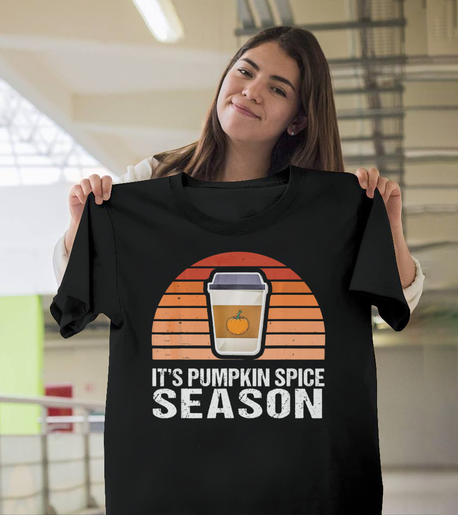 It's Pumpkin Spice Season Vintage Sunset Coffee Cup T-Shirt