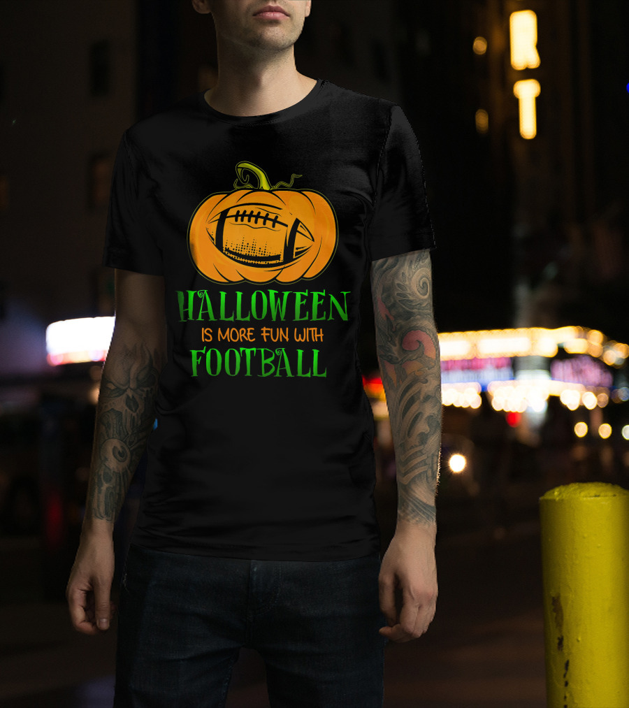 Halloween Is More Fun With Football Pumpkin T-Shirt