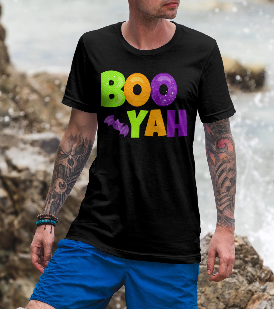 Boo Yah Halloween Bat Spooky Colors T-Shirt