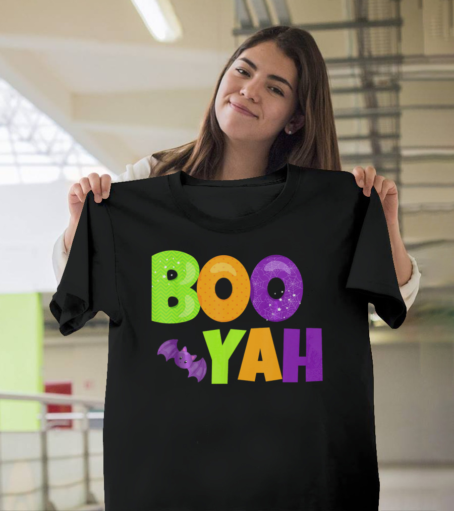 Boo Yah Halloween Bat Spooky Colors T-Shirt