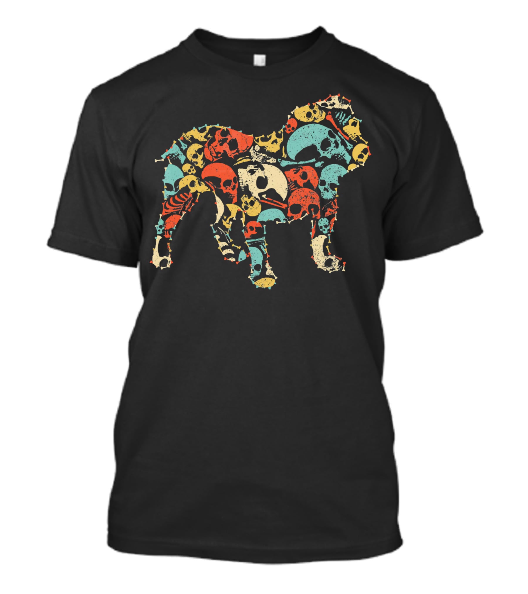 Old English Bulldog Colorful Skull T-Shirt