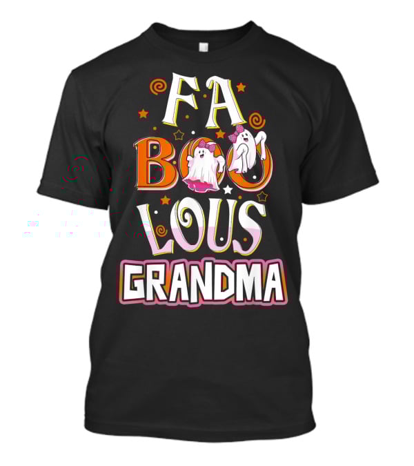 FA BOO Lous Grandma Ghosts With Bows Spirals And Stars T-Shirt