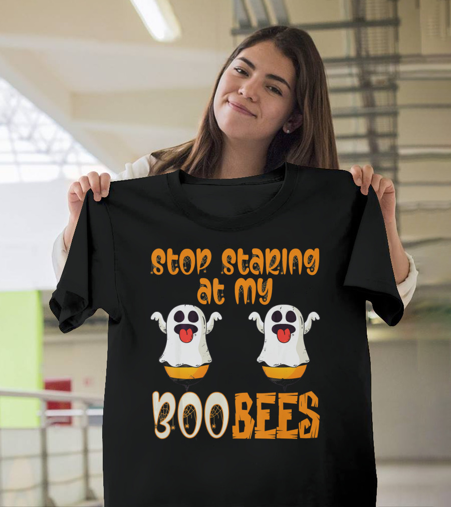 Stop Staring at My Boo Bees Ghosts with Pumpkins T-Shirt