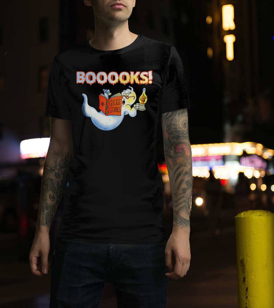 Halloween Ghost Booooks Ghost Stories Lamp Book Lover T-Shirt