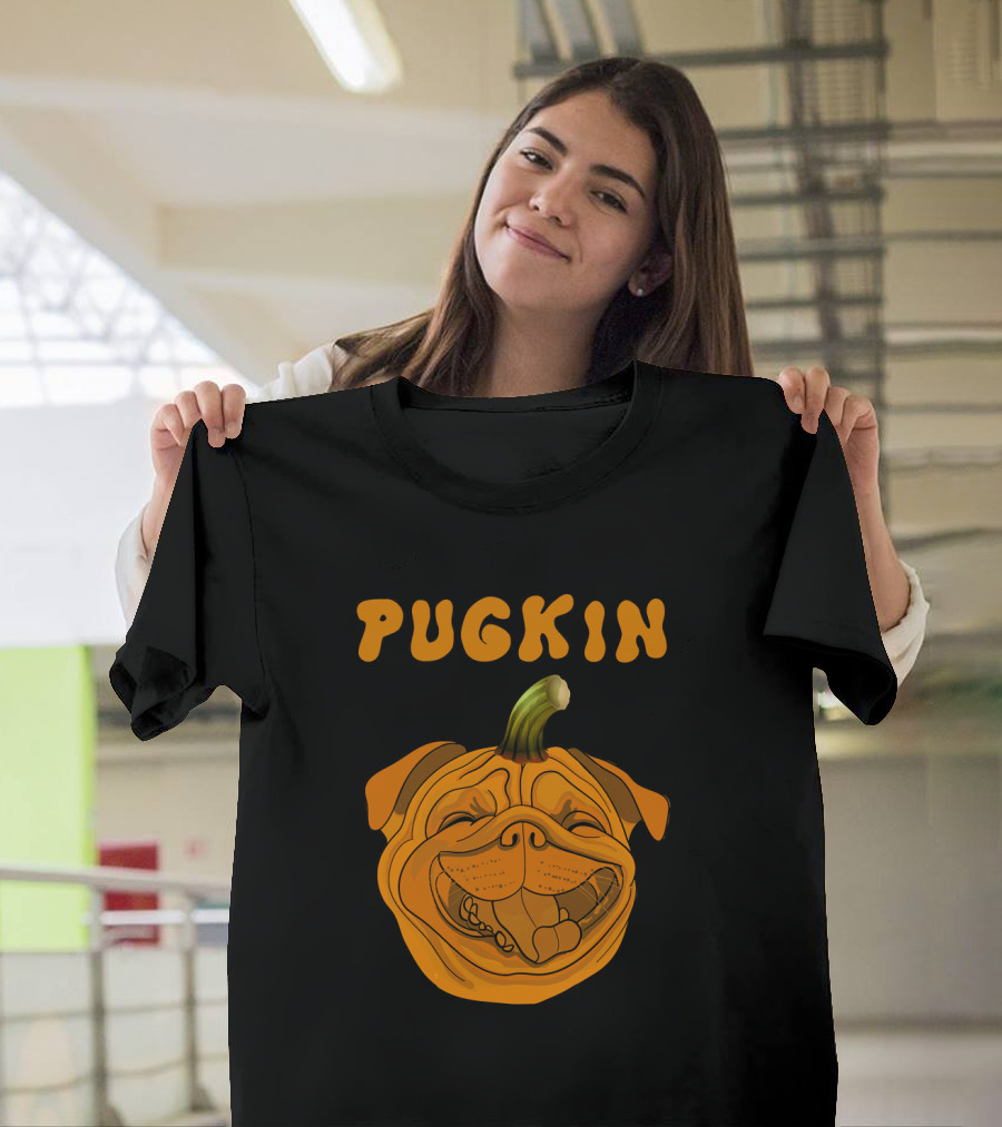 Pugkin Funny Pug Pumpkin Face T-Shirt