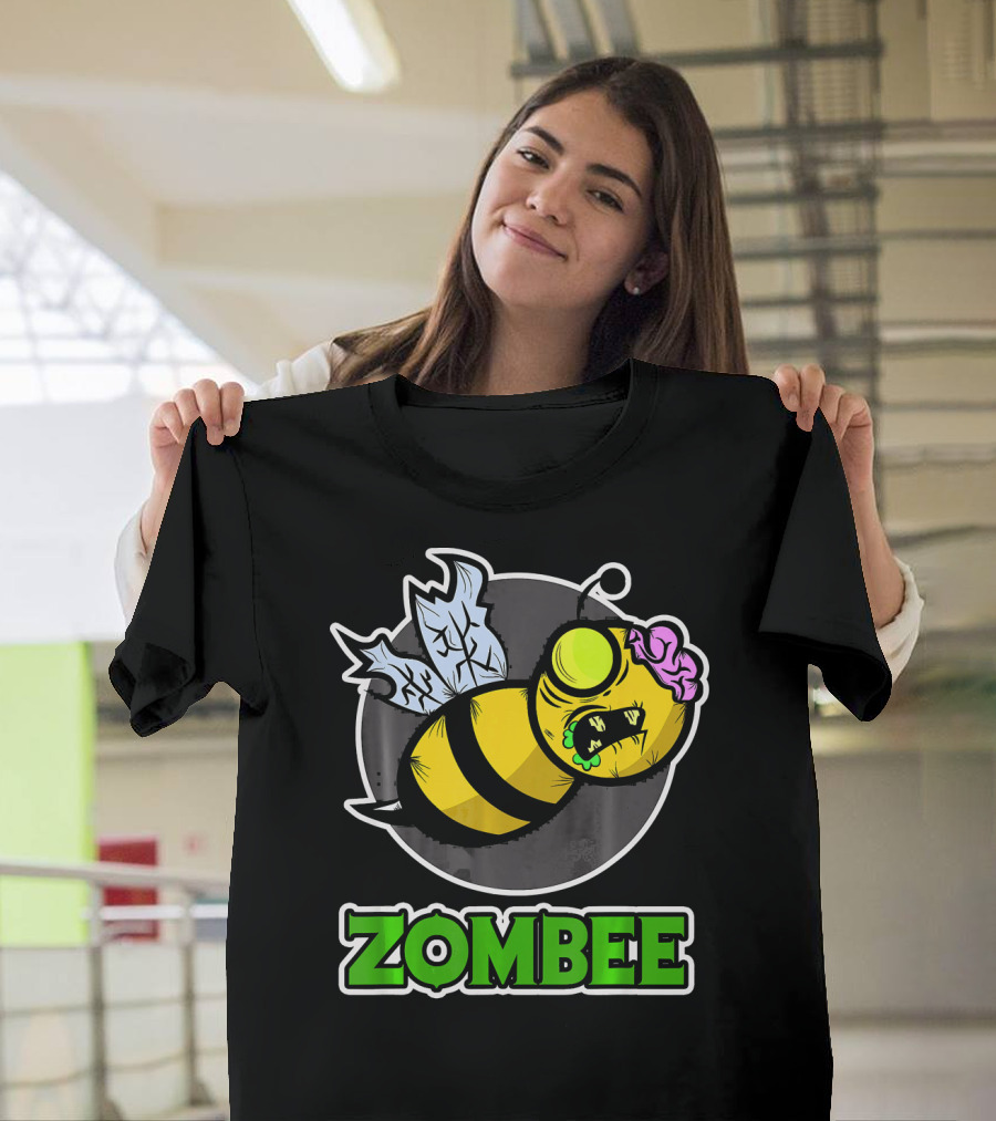 Zombee Halloween Bee With Brain And Wings T-Shirt