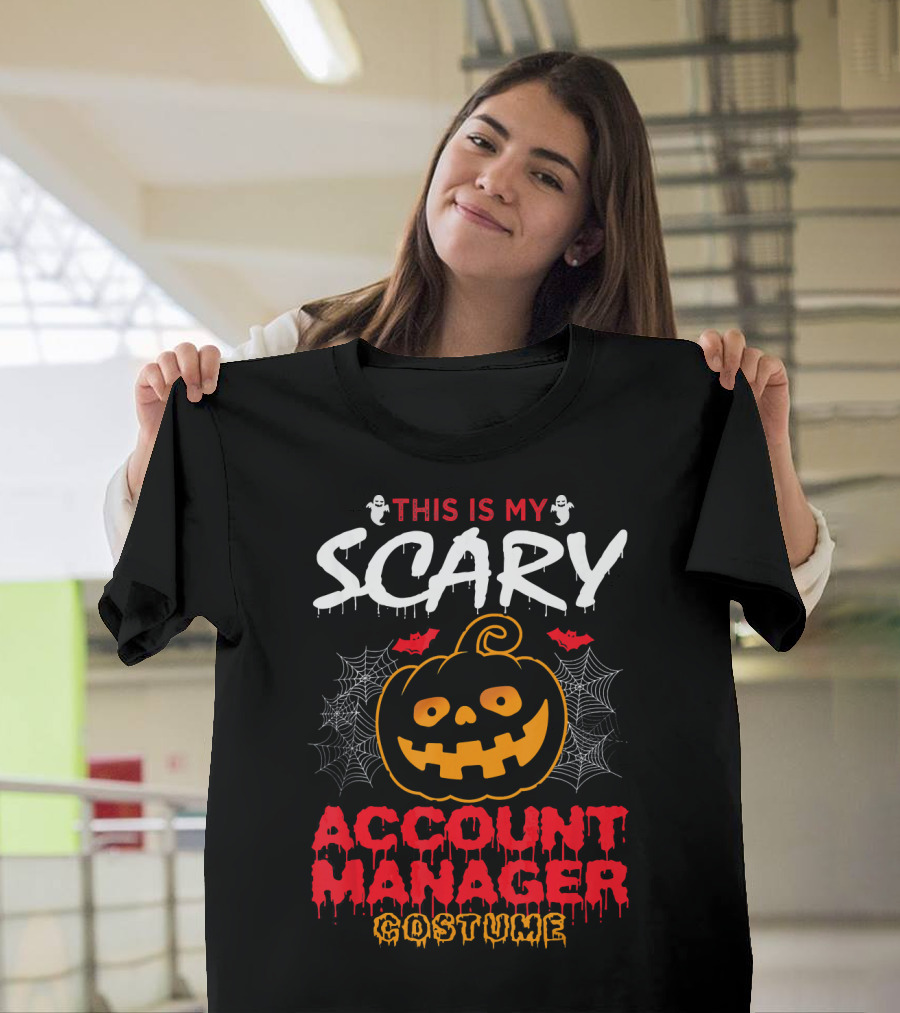This Is My Scary Account Manager Costume With Jack-O'-Lantern Ghosts and Spiderwebs T-Shirt