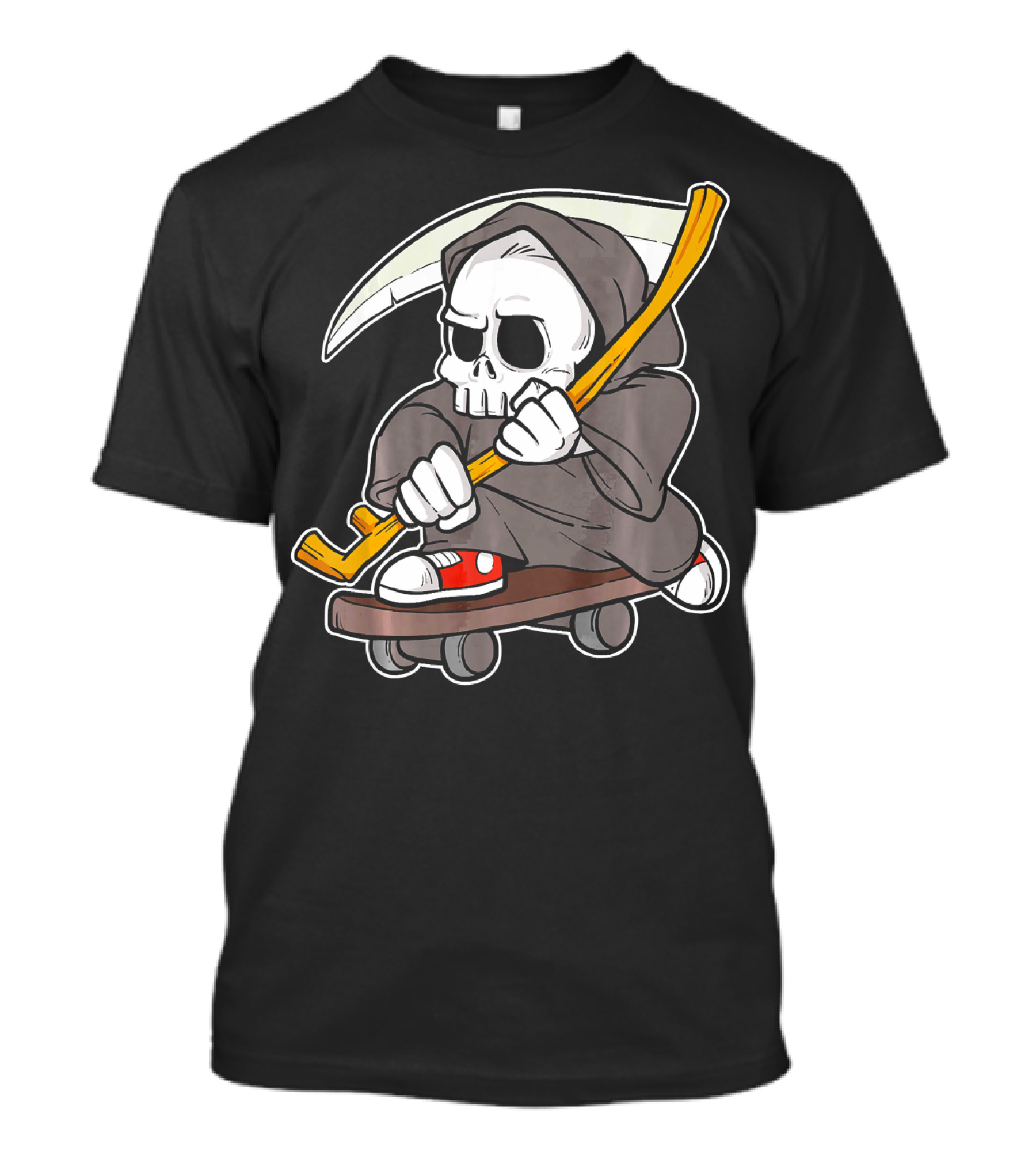 Funny Grim Reaper Skater Skateboard Reaper Skate Or Die T-Shirt
