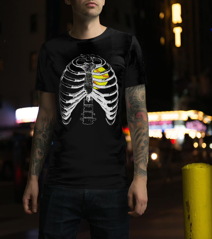 Ribcage Softball Heart Anatomy T-Shirt