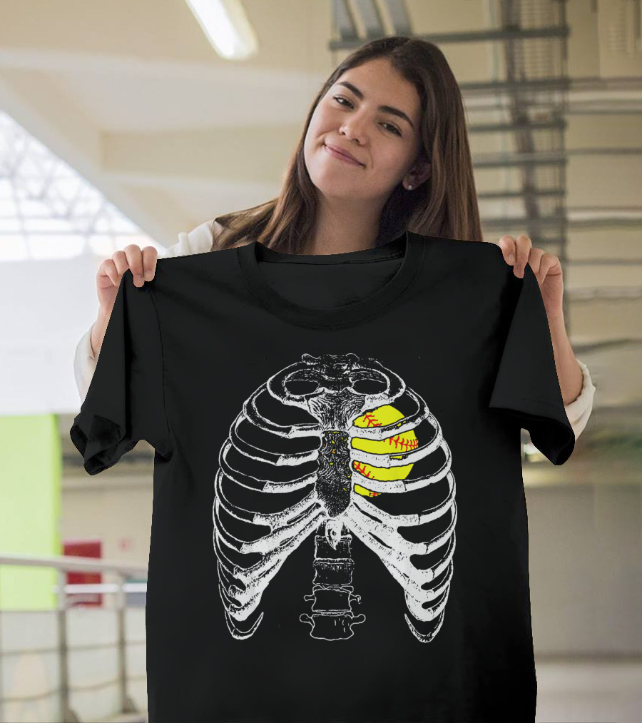 Ribcage Softball Heart Anatomy T-Shirt