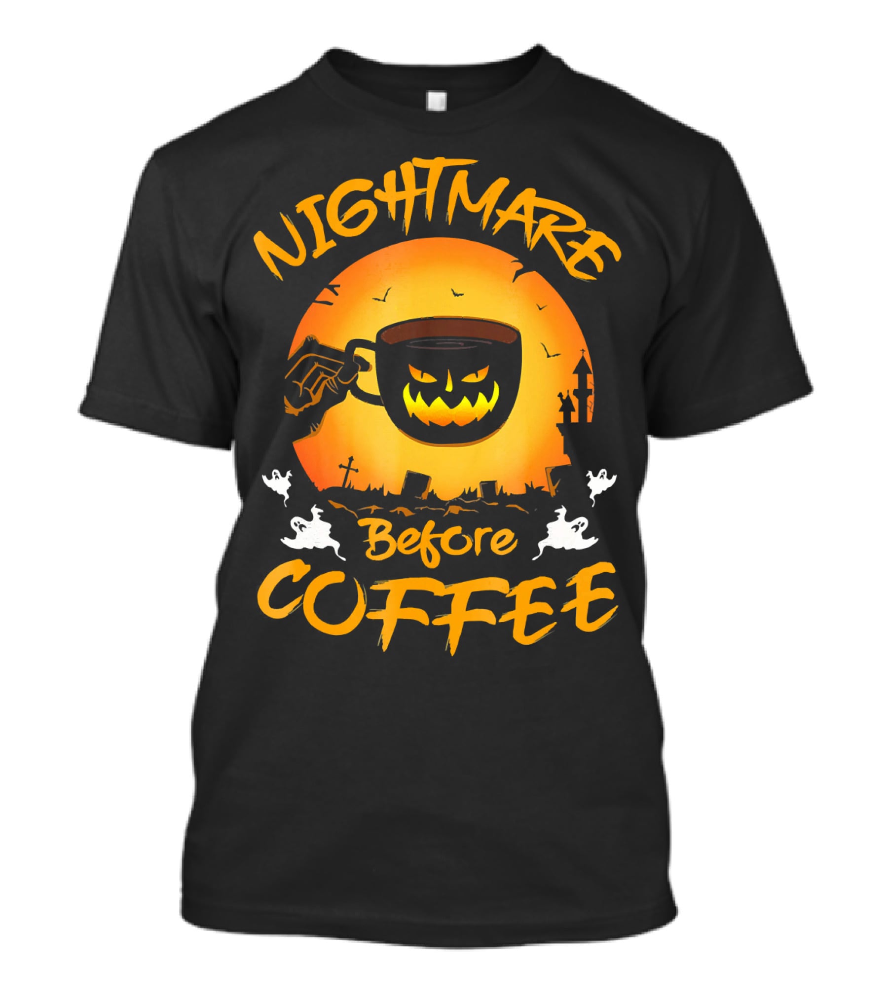 Nightmare Before Coffee Halloween Mug And Ghosts Spooky T-Shirt