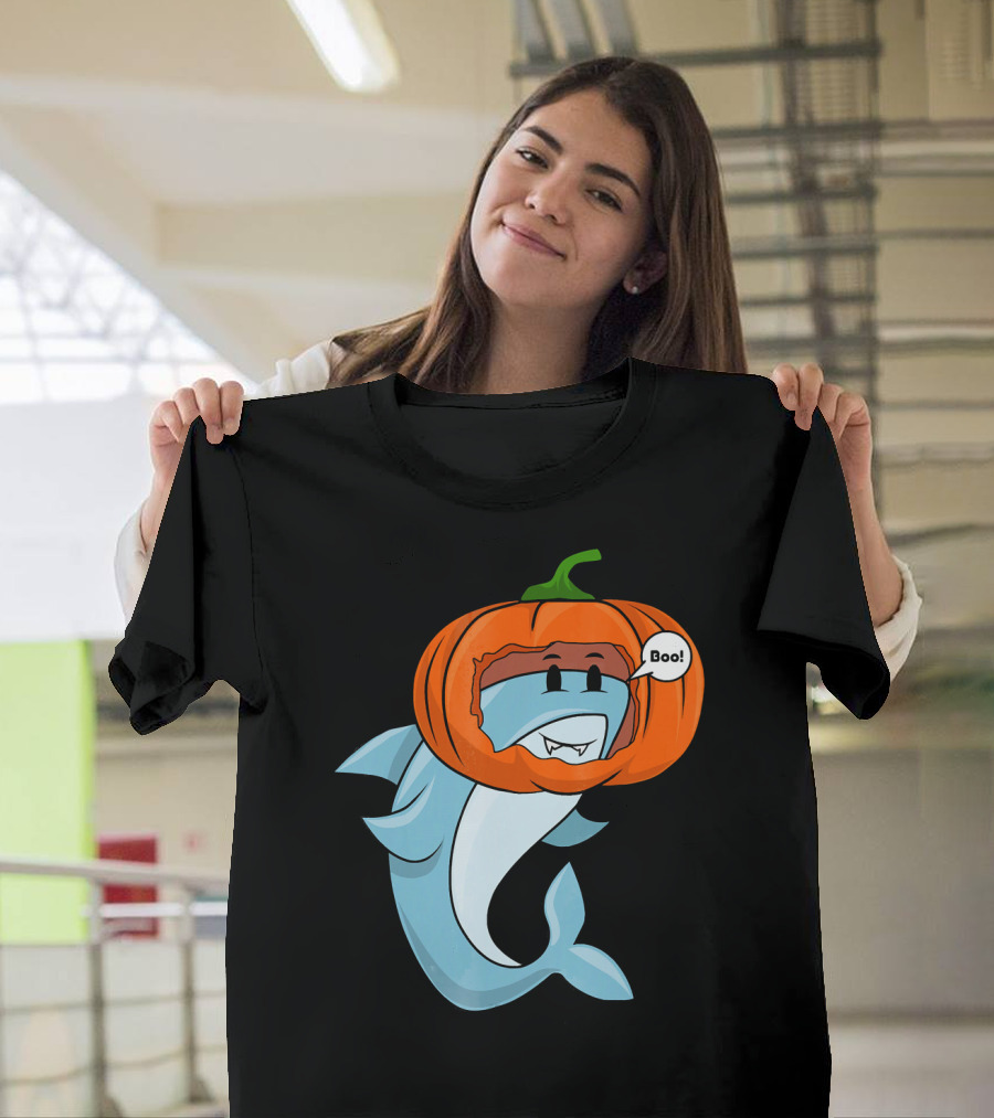 Halloween Boo Pumpkin Shark T-Shirt