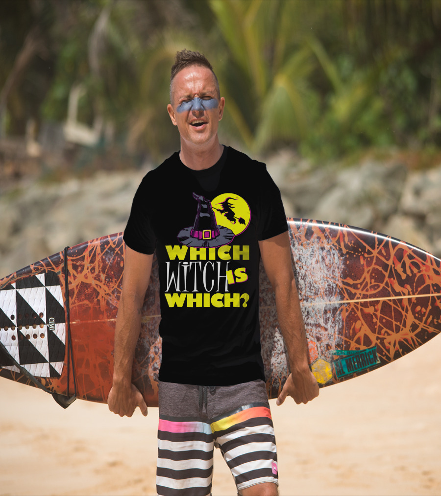 Which Witch Is Which Halloween Funny Witch Hat And Flying Witch T-Shirt