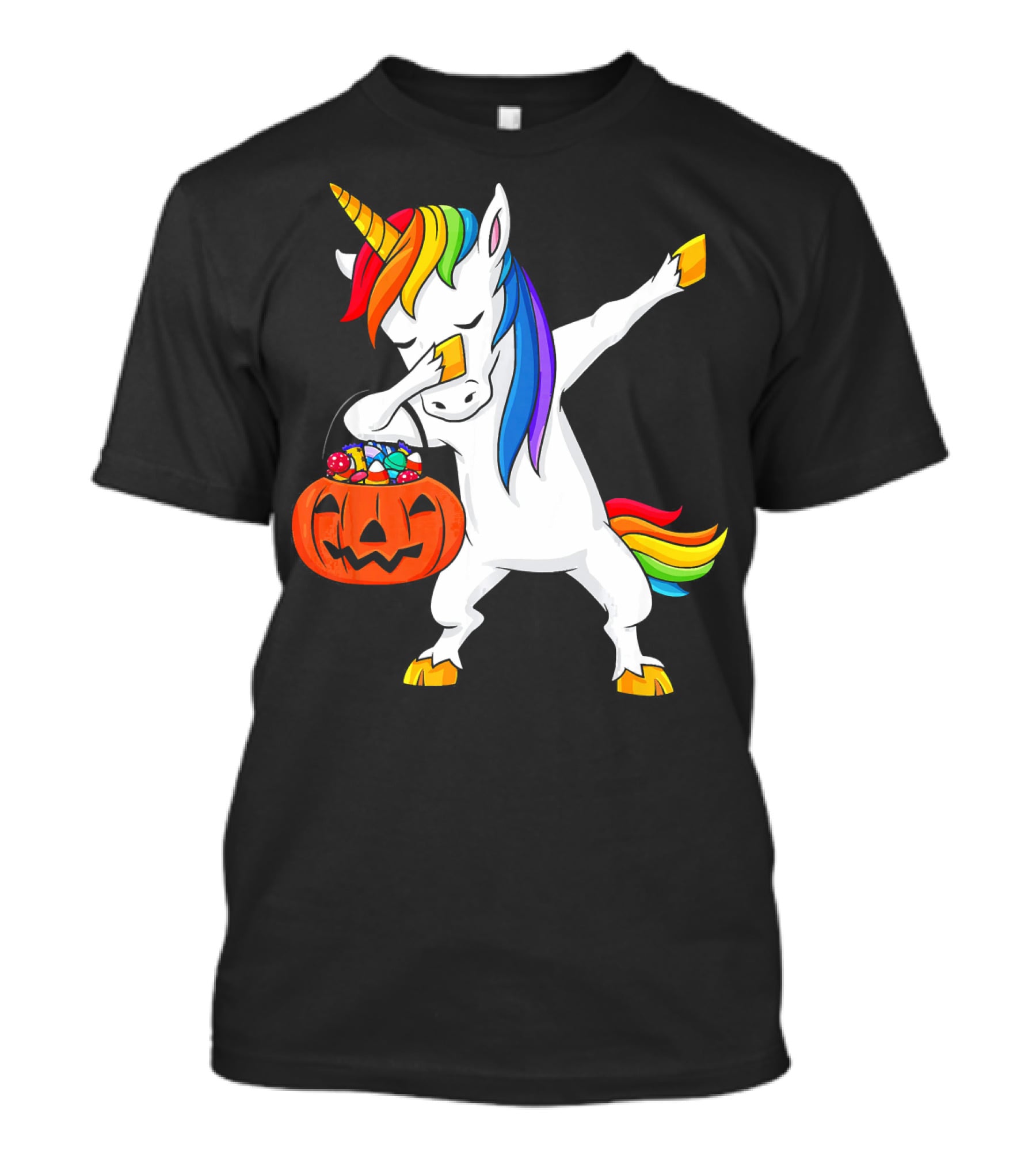 Dabbing Unicorn Halloween Pumpkin Candy Dab Girl T-Shirt